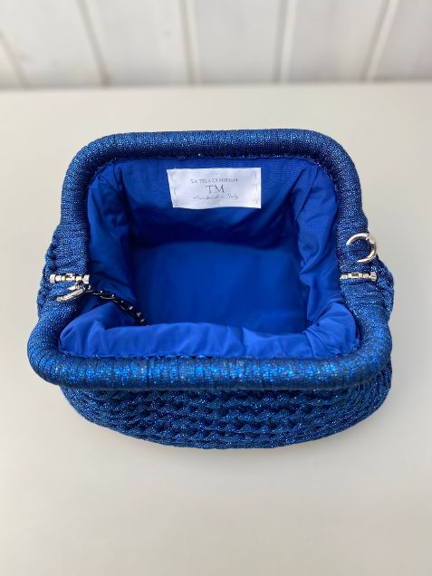Borsa uncinetto Anya blu reale lurex