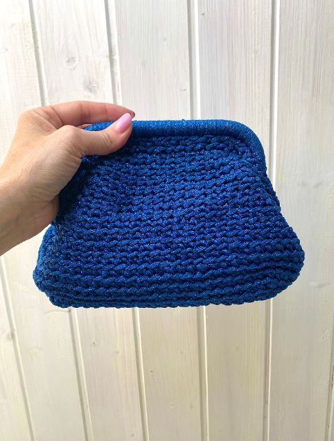 Borsa uncinetto Anya blu reale lurex