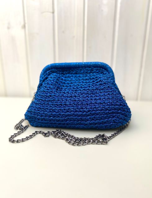 Borsa uncinetto Anya blu reale lurex