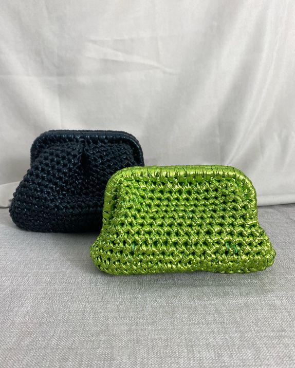 Borsa uncinetto Anya ecopelle verde