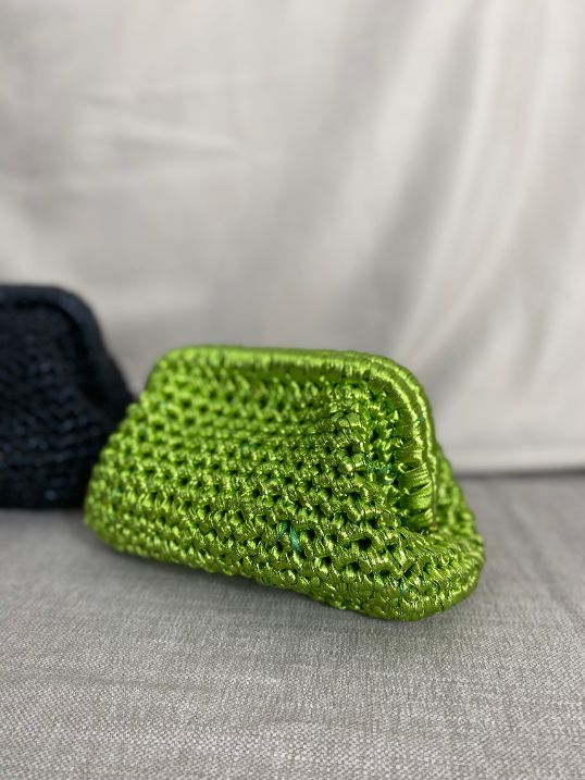 Borsa uncinetto Anya ecopelle verde