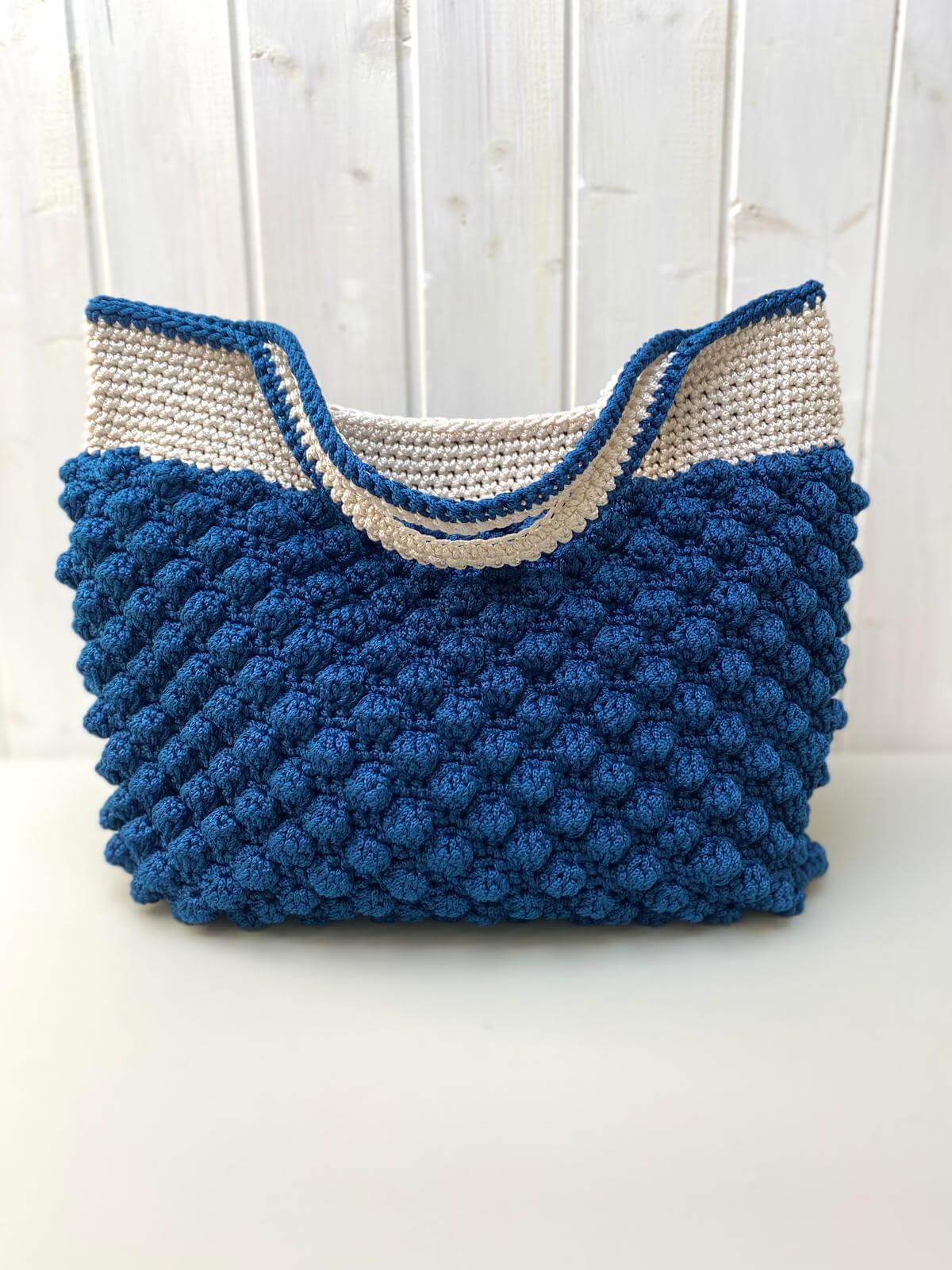 Borsa uncinetto nocciolina grande blu