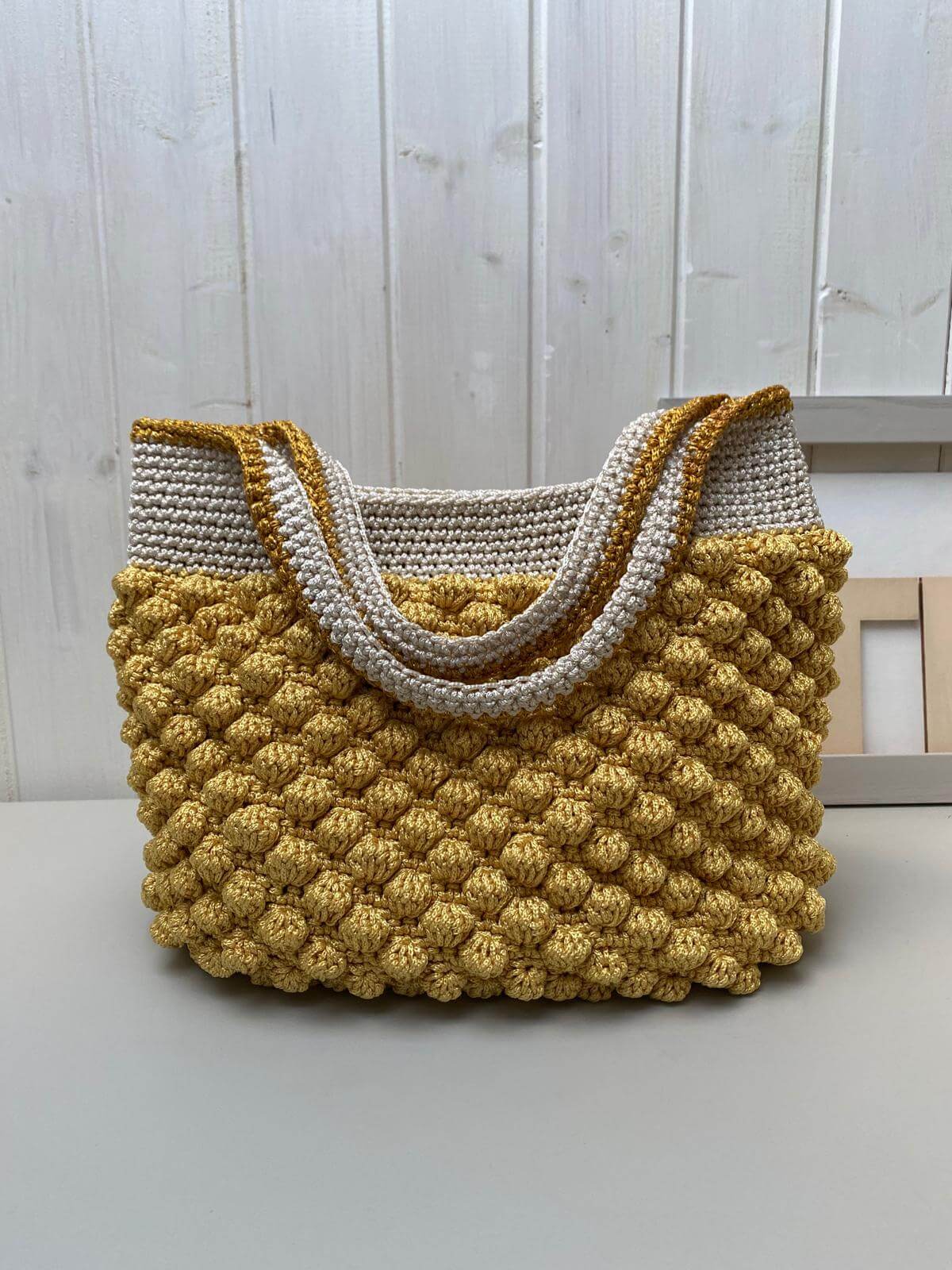 Borsa uncinetto nocciolina grande gialla