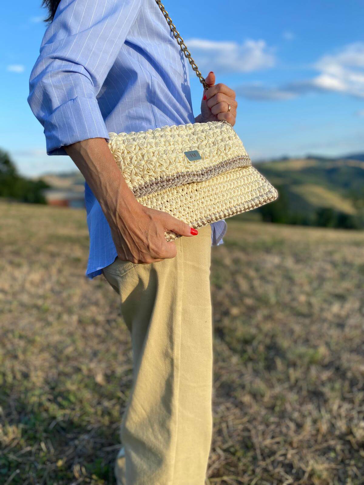 Borsa uncinetto a busta Elsa dimensioni