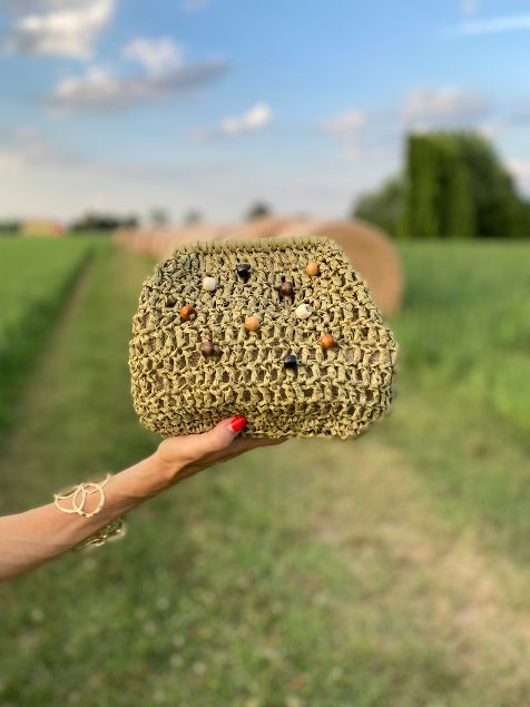 Borsa clutch uncinetto rafia Anya dimensioni