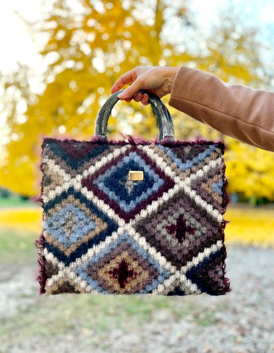 Borsa uncinetto Aurora lana con tracolla granny