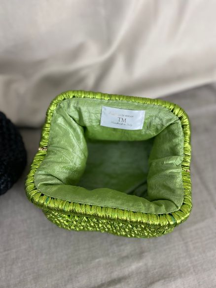 Borsa uncinetto Anya ecopelle verde interno