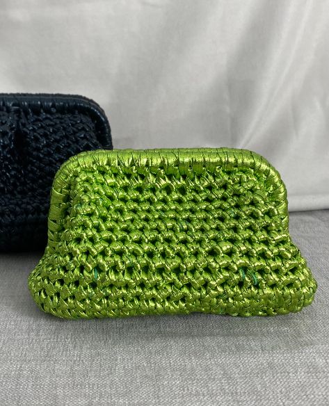 Borsa uncinetto Anya ecopelle verde 