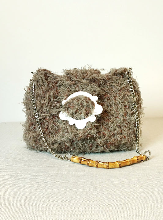 Borsa uncinetto in pelo e lurex grande Amira