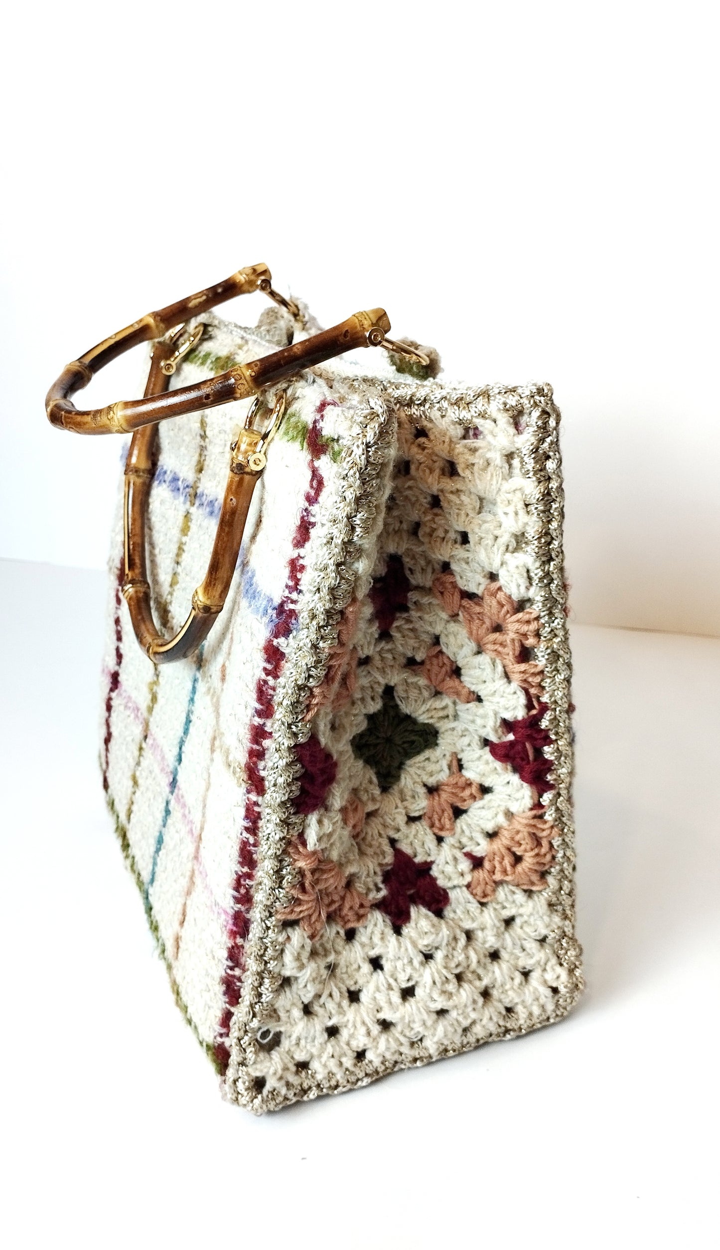 Borsa uncinetto a bauletto Aurora lana fianco uncinetto