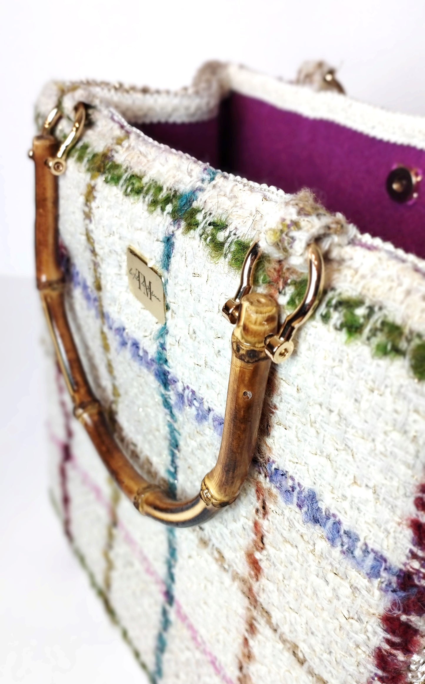 Borsa uncinetto a bauletto Aurora lana manici