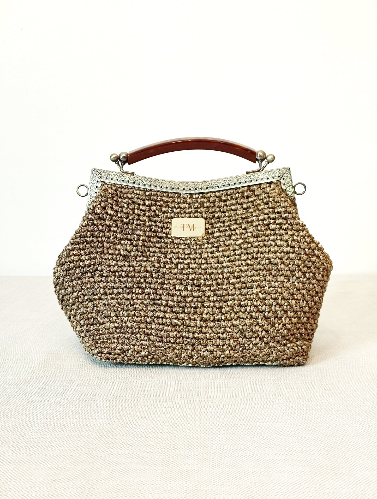 Borsa clutch uncinetto Susanna bronzo