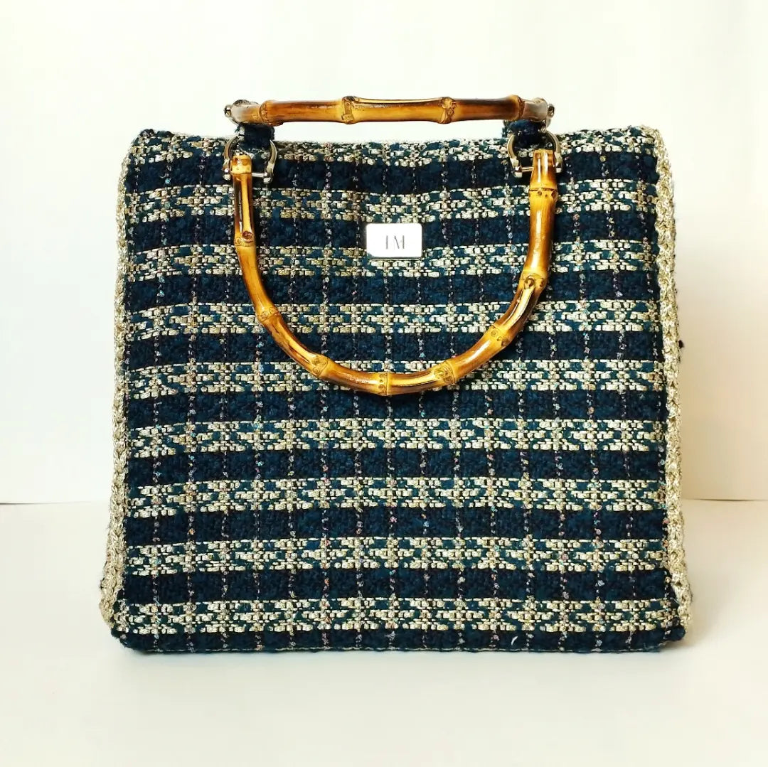 Borsa uncinetto a bauletto Aurora blu