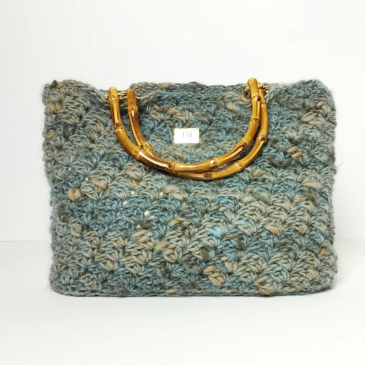 Borsa uncinetto lana manici bamboo Sophia